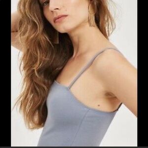 49. Topshop Square Neck Pointe Bodysuit Light Grey